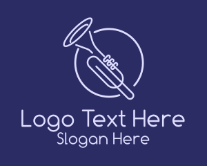 Flugelhorn - Trumpet Monoline logo design