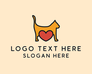 Cat - Feline Cat Heart logo design