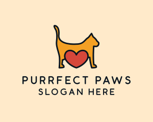Feline Cat Heart logo design