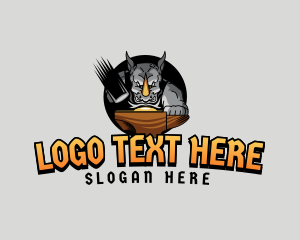 Game Developer - Rhinoceros Blacksmith Animal logo design