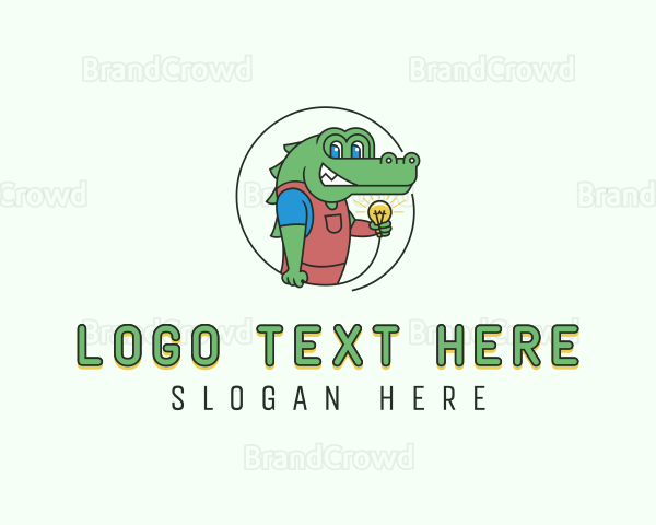 Electrician Crocodile Lightbulb Logo