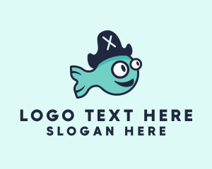 Swimming - Fish Pirate Hat logo design