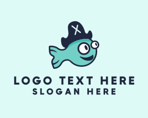 Aquarium - Fish Pirate Hat logo design