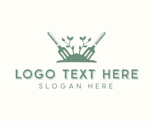 Potted Plants - Landscaping Garden Fork logo design