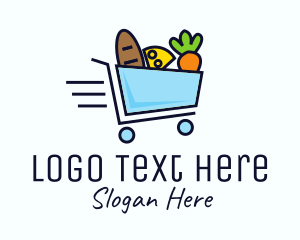 Fast Grocery Shopping Cart Logo