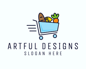 Illustration - Fast Grocery Cart logo design