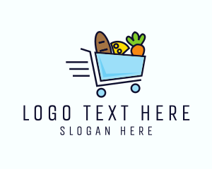 Supermarket - Fast Grocery Shopping Cart logo design