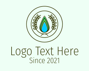 Liquid - Organic Wreath Badge logo design