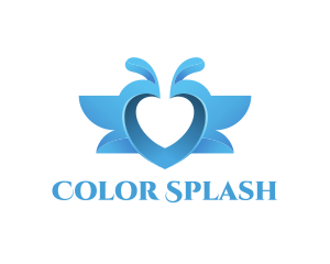 Love Water Splash Blue Birds logo design