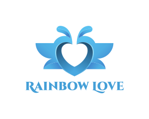 Love Water Splash Blue Birds logo design