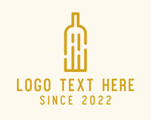 Wine - Yellow Wine Bottle logo design