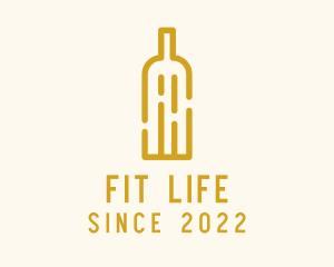Alcoholic Beverage - Yellow Wine Bottle logo design