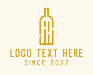 Alcoholic - Yellow Wine Bottle logo design