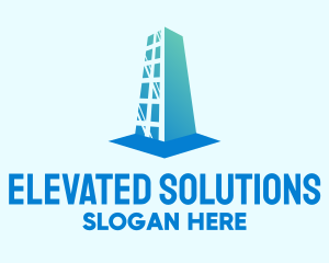 High - Blue High Rise Building logo design