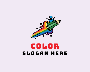 Colorful - Rainbow Pencil Child logo design