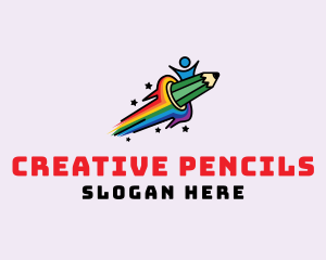 Rainbow Pencil Child logo design