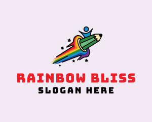 Rainbow Pencil Child logo design