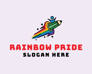 Rainbow Pencil Child logo design