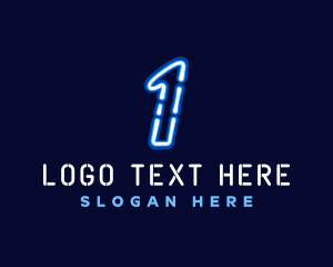 Number 1 - Neon Gaming Number 1 logo design