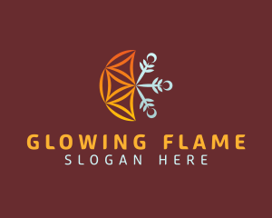 Fire Snowflake Heating logo design