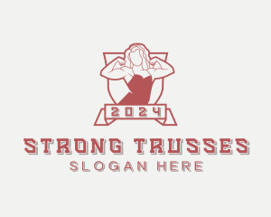 Muscular Strong Woman logo design