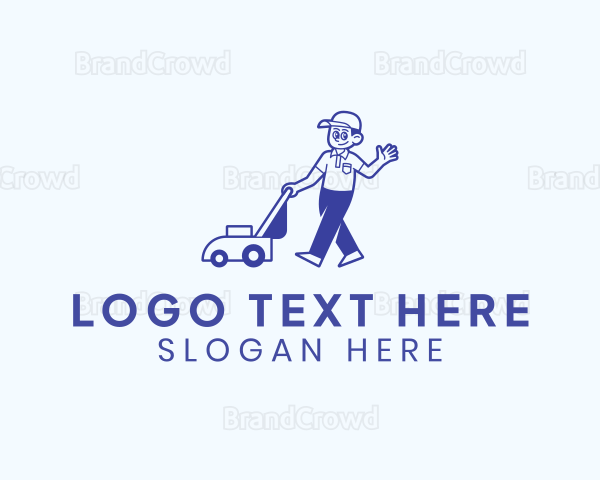 Lawn Yard Mower Man Logo