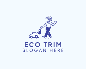 Lawn Mower Landscaping Man logo design