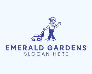 Lawn Mower Landscaping Man logo design