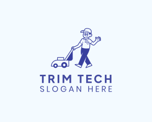 Lawn Mower Landscaping Man logo design