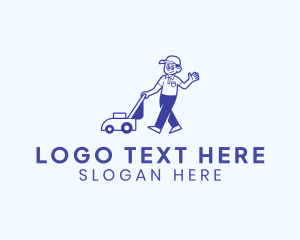 Guy - Lawn Mower Landscaping Man logo design