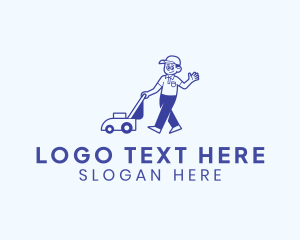 Turf - Lawn Mower Landscaping Man logo design