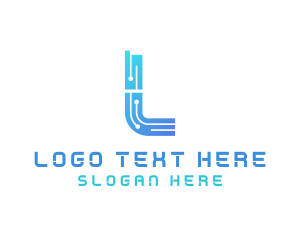 Hacker - Circuit Software Letter L logo design
