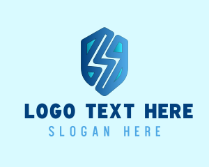 Power - Blue Bolt Shield logo design