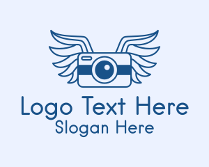 Photo Booth - Blue Camera Wings logo design