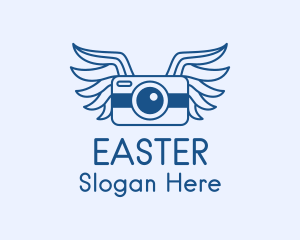 Film Camera - Blue Camera Wings logo design