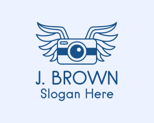 Camera Filter - Blue Camera Wings logo design