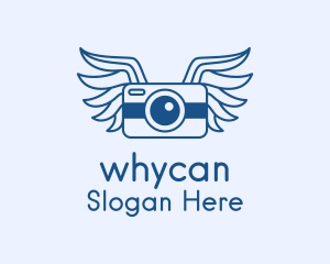 Vlogging - Blue Camera Wings logo design