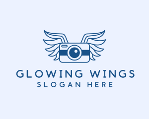 Blue Camera Wings logo design