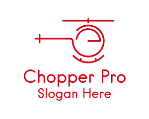 Chopper - Minimalist Red Helicopter logo design