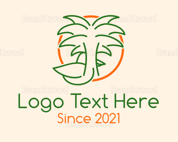 Tropical Palm Tree Duck Logo