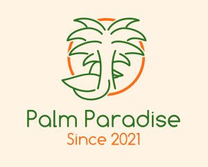 Tropical Palm Tree Duck logo design