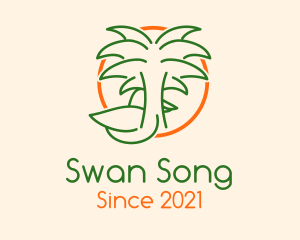 Tropical Palm Tree Duck logo design