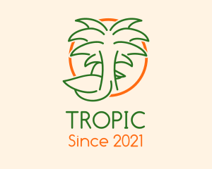 Tropical Palm Tree Duck logo design