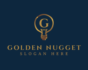 Gold Light Bulb logo design