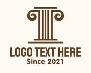 Greek - Minimalist Brown Pillar logo design