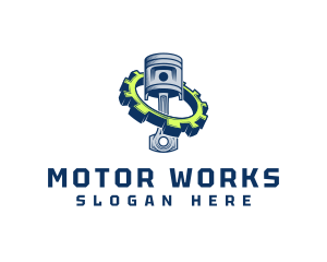 Motor - Piston Gear Engine logo design