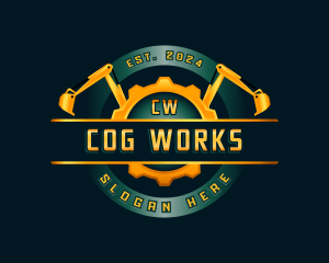 Excavator Industrial Cog logo design