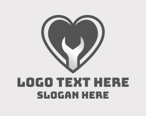 Mechanical - Grey Heart Wrench logo design