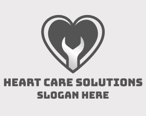 Grey Heart Wrench logo design