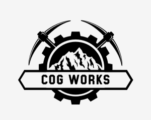 Pickaxe Mountain Cog logo design